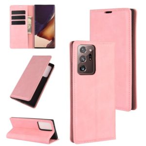 For Samsung Galaxy Note20 Ultra Retro-skin Business Magnetic Suction Leather Case with Holder & Card Slots & Wallet(Pink) (OEM)