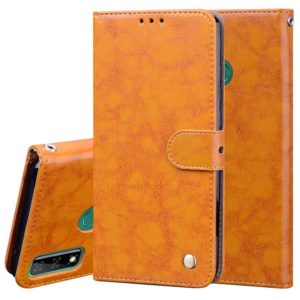 For Huawei Y8s(Global Official Version) Business Style Oil Wax Texture Horizontal Flip Leather Case with Holder & Card Slots & Wallet(Yellow) (OEM)