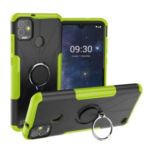 For Tecno Pop 5P Armor Bear Shockproof PC + TPU Phone Case with Ring Holder(Green) (OEM)
