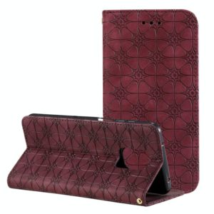 For Xiaomi Redmi Note 9 Pro Lucky Flowers Embossing Pattern Magnetic Horizontal Flip Leather Case with Holder & Card Slots(Wine Red) (OEM)