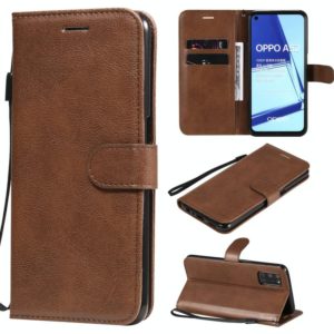 For Oppo A52 / A72 / A92 Solid Color Horizontal Flip Protective Leather Case with Holder & Card Slots & Wallet & Photo Frame & Lanyard(Brown) (OEM)