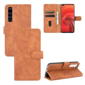 For OPPO Realme X50 Pro / X50 Pro 5G Solid Color Skin Feel Magnetic Buckle Horizontal Flip Calf Texture PU Leather Case with Holder & Card Slots & Wallet(Brown) (OEM)