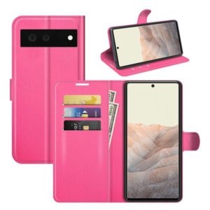 For Google Pixel 6 Litchi Texture Horizontal Flip Protective Case with Holder & Card Slots & Wallet(Rose Red) (OEM)