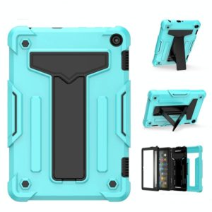 For Amazon Kindle Fire HD 8 2020/Fire 8 Plus T-shaped Bracket Contrast Color Shockproof PC + Silicone Tablet Protective Case(Mint Green+Black) (OEM)