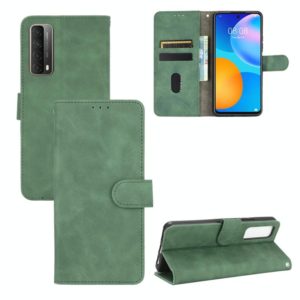 For Huawei P Smart 2021 / Y7A Solid Color Skin Feel Magnetic Buckle Horizontal Flip Calf Texture PU Leather Case with Holder & Card Slots & Wallet(Green) (OEM)