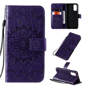 For Galaxy S20 Sun Print Horizontal Flip Protective Case with Holder & Card Slots & Wallet(Purple) (OEM)