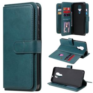 For Motorola Moto G9 Play Multifunctional Magnetic Copper Buckle Horizontal Flip Solid Color Leather Case with 10 Card Slots & Wallet & Holder & Photo Frame(Dark Green) (OEM)