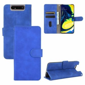 For Samsung Galaxy A80 Solid Color Skin Feel Magnetic Buckle Horizontal Flip Calf Texture PU Leather Case with Holder & Card Slots & Wallet(Blue) (OEM)