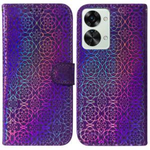 For OnePlus Nord 2T Colorful Magnetic Buckle Leather Phone Case(Purple) (OEM)