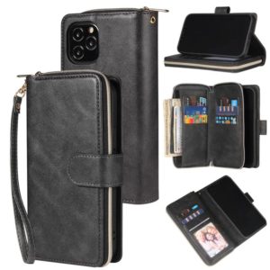 For iPhone 12 mini Zipper Wallet Bag Horizontal Flip PU Leather Case with Holder & 9 Card Slots & Wallet & Lanyard & Photo Frame(Black) (OEM)