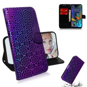 For LG K50 / Q60 Solid Color Colorful Magnetic Buckle Horizontal Flip PU Leather Case with Holder & Card Slots & Wallet & Lanyard(Purple) (OEM)