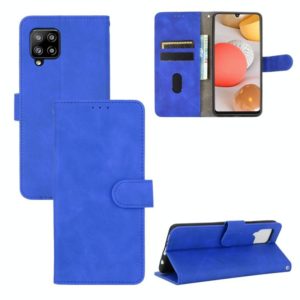 For Samsung Galaxy A42 5G Solid Color Skin Feel Magnetic Buckle Horizontal Flip Calf Texture PU Leather Case with Holder & Card Slots & Wallet(Blue) (OEM)
