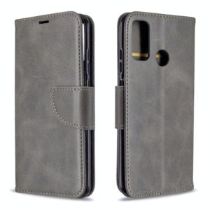 For Huawei P Smart (2020) Retro Lambskin Texture Pure Color Horizontal Flip PU Leather Case with Holder & Card Slots & Wallet & Lanyard(Grey) (OEM)