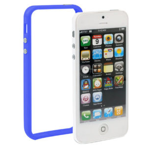 Για iPhone 5 & 5s Πλαστική θήκη πλαίσιου με κουμπιά (Μπλε) (OEM)