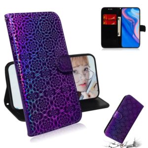 For Huawei P Smart Z/Y9 Prime 2019 Solid Color Colorful Magnetic Buckle Horizontal Flip PU Leather Case with Holder & Card Slots & Wallet & Lanyard(Purple) (OEM)