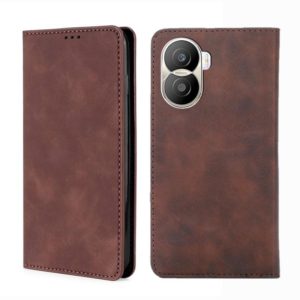 For Honor X40i Skin Feel Magnetic Horizontal Flip Leather Phone Case(Dark Brown) (OEM)