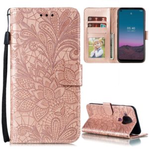 For Nokia 5.4 Lace Flower Embossing Pattern Horizontal Flip Leather Case with Holder & Card Slots & Wallet & Photo Frame(Rose Gold) (OEM)