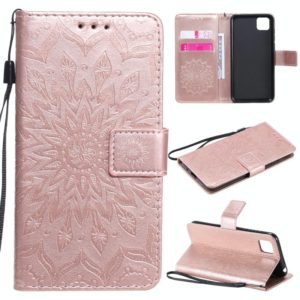 For Huawei Y5p/Honor 9S Embossed Sunflower Pattern Horizontal Flip PU Leather Case with Holder & Card Slots & Wallet & Lanyard(Rose Gold) (OEM)