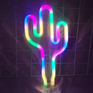Neon LED Modeling Lamp Decoration Night Light, Power Supply: Battery or USB(Colorful Cactus) (OEM)
