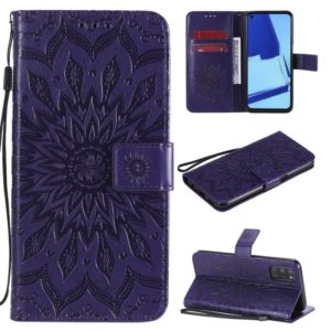 For OPPO A52 / A72 / A92 Sun Embossing Pattern Horizontal Flip Leather Case with Card Slot & Holder & Wallet & Lanyard(Purple) (OEM)