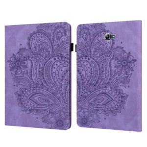 For Samsung Galaxy Tab A 10.1 (2016) T580 Peacock Embossed Pattern TPU + PU Horizontal Flip Leather Case with Holder & Card Slots & Wallet(Purple) (OEM)