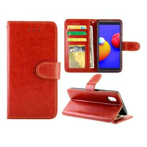 For Galaxy A01 Core/M01 Core Crazy Horse Texture Leather Horizontal Flip Protective Case with Holder & Card Slots & Wallet & Photo Frame(Brown) (OEM)