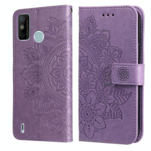For Tecno Spark 6 Go 7-petal Flowers Embossing Pattern Horizontal Flip PU Leather Case with Holder & Card Slots & Wallet & Photo Frame(Light Purple) (OEM)