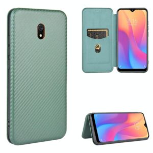For Xiaomi Redmi 8A Carbon Fiber Texture Horizontal Flip TPU + PC + PU Leather Case with Card Slot(Green) (OEM)