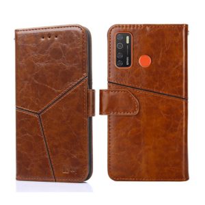 For Tecno Camon 15 CD7/ Camon 15 Air Geometric Stitching Horizontal Flip Leather Phone Case(Light Brown) (OEM)