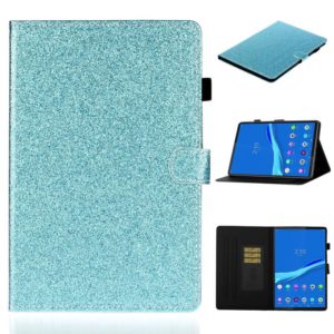 For Samsung Galaxy Tab A8 10.5 2021 Varnish Glitter Powder Leather Tablet Case(Blue) (OEM)