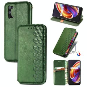 For OPPO Realme X7 Cubic Grid Pressed Horizontal Flip Magnetic PU Leather Case with Holder & Card Slots & Wallet(Green) (OEM)
