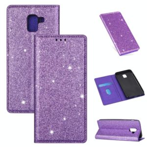 For Samsung Galaxy J6 (2018) Ultrathin Glitter Magnetic Horizontal Flip Leather Case with Holder & Card Slots(Purple) (OEM)