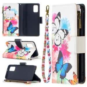 For Samsung Galaxy A02s (EU Version) Colored Drawing Pattern Zipper Horizontal Flip Leather Case with Holder & Card Slots & Wallet(Two Butterflies) (OEM)