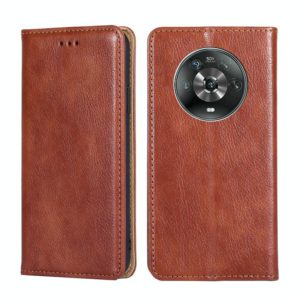 For Honor Magic4 Gloss Oil Solid Color Magnetic Flip Leather Phone Case(Brown) (OEM)