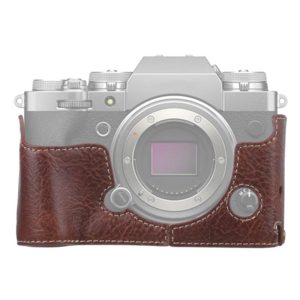 1/4 inch Thread Litchi Texture PU Leather Camera Half Case Base for FUJIFILM X-T4 (Coffee) (OEM)