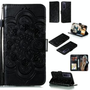 For Huawei nova 7 Pro Mandala Embossing Pattern Horizontal Flip PU Leather Case with Holder & Card Slots & Walle & Lanyard(Black) (OEM)