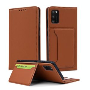 For Samsung Galaxy A41 Strong Magnetism Liquid Feel Horizontal Flip Leather Case with Holder & Card Slots & Wallet(Brown) (OEM)