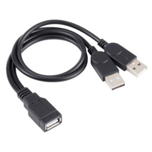 USB Female to 2 USB Male Cable, Length: About 30cm (OEM)