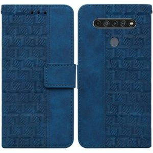 For LG K61 Geometric Embossed Leather Phone Case(Blue) (OEM)