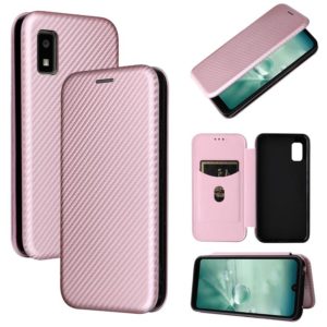 For Sharp Aquos Wish SHG06 Carbon Fiber Texture Horizontal Flip PU Phone Case(Pink) (OEM)