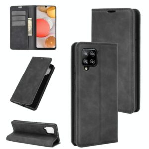 For Samsung Galaxy A42 5G Retro-skin Business Magnetic Suction Leather Case with Holder & Card Slots & Wallet(Black) (OEM)