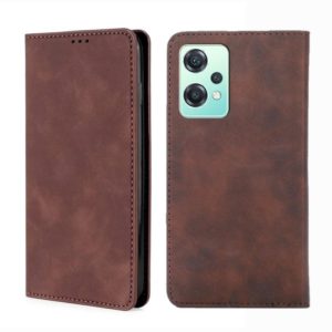 For OnePlus Nord CE 2 Lite 5G Skin Feel Magnetic Horizontal Flip Leather Phone Case(Dark Brown) (OEM)