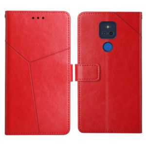 For Motorola Moto G Play 2021 Y Stitching Horizontal Flip Leather Phone Case with Holder & Card Slots & Wallet & Photo Frame(Red) (OEM)