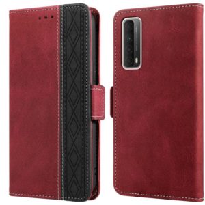 For Huawei P smart 2021 Stitching Side-Magnetic RFID Leather Phone Case(Red) (OEM)