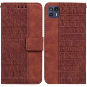 For Motorola Moto G50 5G Geometric Embossed Leather Phone Case(Brown) (OEM)