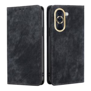 For Huawei Nova 10 RFID Anti-theft Brush Magnetic Leather Phone Case(Black) (OEM)
