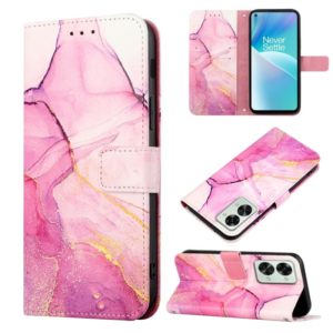 For OnePlus Nord 2T 5G Marble Pattern Flip Leather Phone Case(Pink Purple Gold LS001) (OEM)
