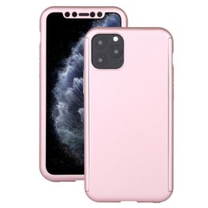 For iPhone 12 / 12 Pro Shockproof PC Full Coverage Protective Case with Tempered Glass Film(Rose Gold) (OEM)