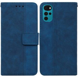 For Motorola Moto G22 Geometric Embossed Leather Phone Case(Blue) (OEM)