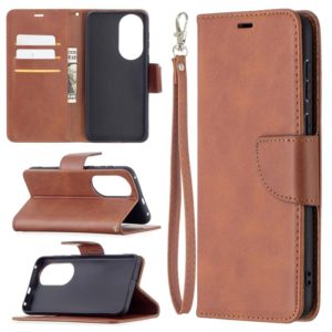 For Huawei P50 Retro Lambskin Texture Pure Color Horizontal Flip PU Leather Case with Holder & Card Slots & Wallet & Lanyard(Brown) (OEM)